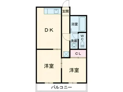 シェブー喜田村II(2DK/3階)の間取り写真