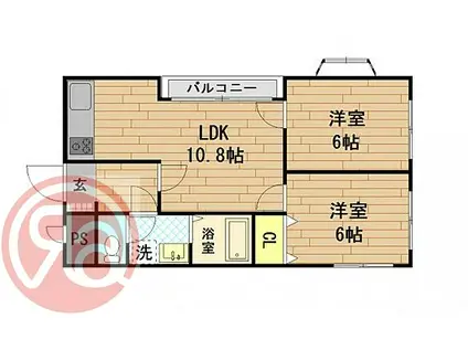 ラフィーネ南堀江(2LDK/5階)の間取り写真