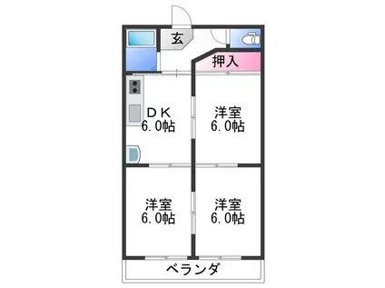 グランシエル秋月(3DK/2階)の間取り写真