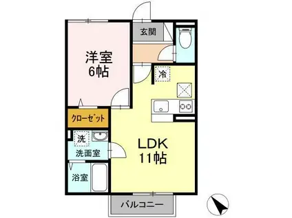 ザ・ギャラリーC(1LDK/1階)の間取り写真