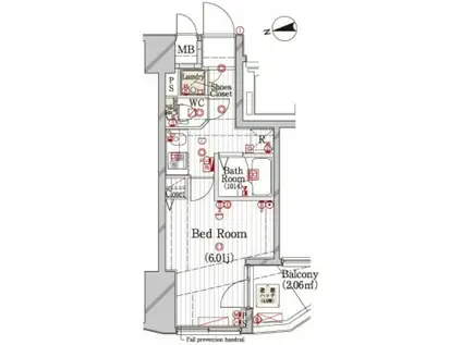 ル・リオン品川中延セトルシティ(1K/2階)の間取り写真