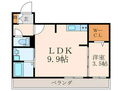 ロイヤルシティ黒崎(1LDK/3階)の間取り写真