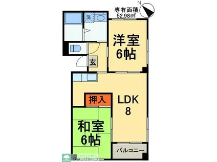 ウインドコート松波(2DK/4階)の間取り写真