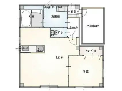 ベルヴュ登戸(1LDK/4階)の間取り写真