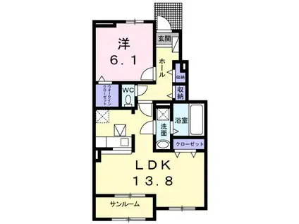 ゴールドオルカ ウーノ(1LDK/1階)の間取り写真