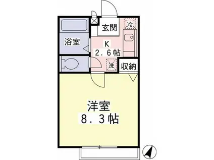 ヴィータ八幡山I(1K/2階)の間取り写真