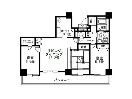 エルアージュ小石川B棟(3LDK/20階)の間取り写真