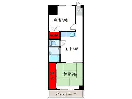 矢野高安マンションA棟(2DK/2階)の間取り写真