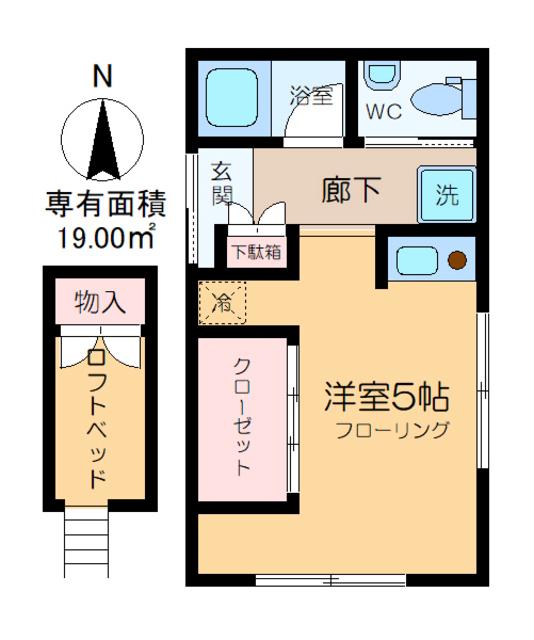 東小岩ハイツ(ワンルーム/2階)の間取り写真