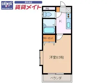 REVEUR(1K/2階)の間取り写真