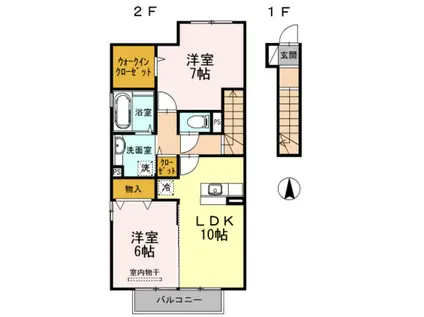D-ROOMかぐのみ(2LDK/2階)の間取り写真