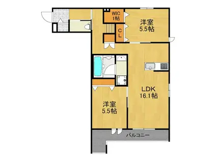 LA GRACIEUSE(2LDK/3階)の間取り写真