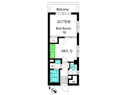 ピアポート鵜の木(1DK/3階)の間取り写真