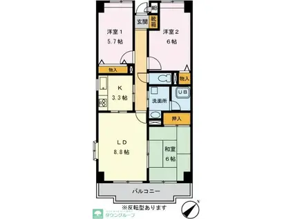 マンション篠崎(3LDK/5階)の間取り写真