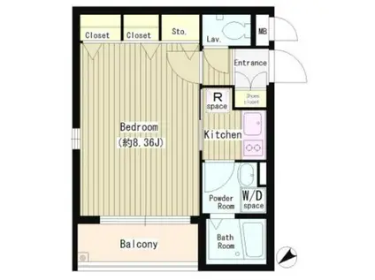 リバティコート千歳烏山(1K/1階)の間取り写真