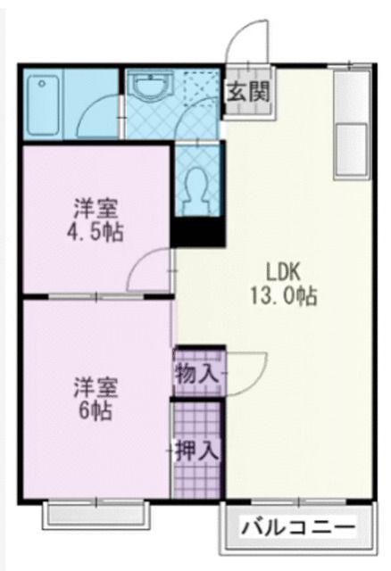 フォーブル酒匂E(2DK/2階)の間取り写真