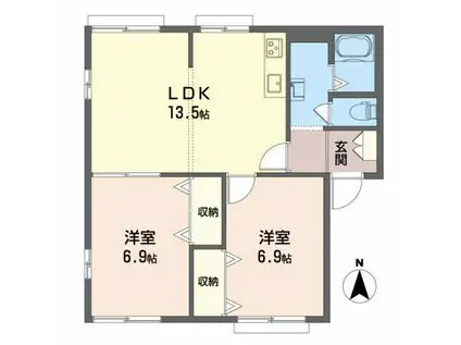 フレグランス石川(2LDK/1階)の間取り写真