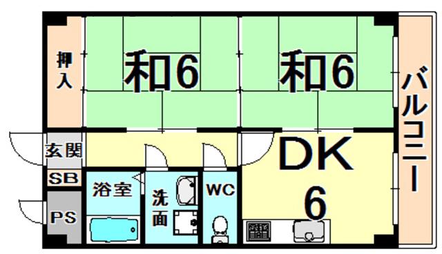 ルシャト-(2DK/3階)の間取り写真