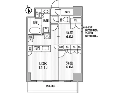 SEASON FLATS浅草言問通(2LDK/5階)の間取り写真