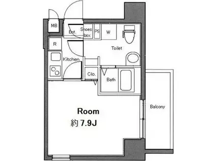 ガラ・ステージ目黒不動前(1K/10階)の間取り写真