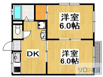 ハイツクローバー(2DK/2階)の間取り写真