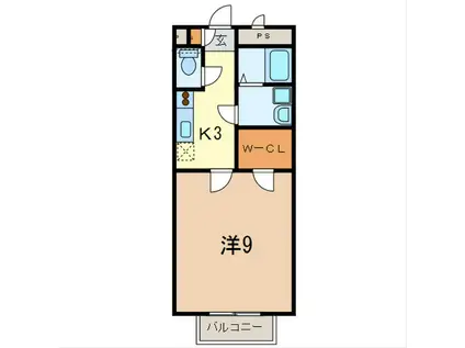 アムールアモーレ(1K/2階)の間取り写真