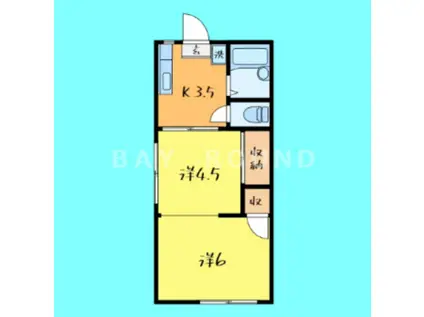 スプリングハイツ(2K/2階)の間取り写真