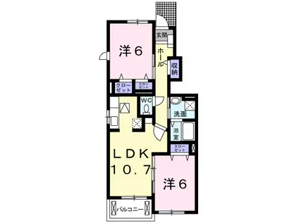 CALMLY TIME(2LDK/1階)の間取り写真