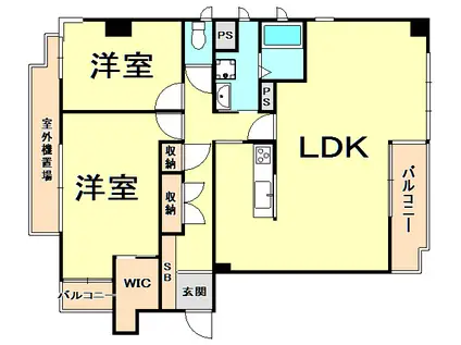 カンタベリーハウス西宮(2LDK/4階)の間取り写真