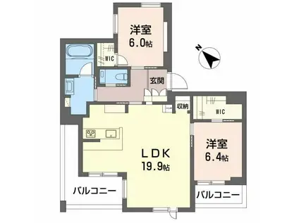 APAISER CLAIRE(2LDK/4階)の間取り写真