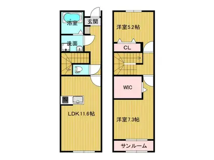 FONTANA高屋(2LDK/2階)の間取り写真