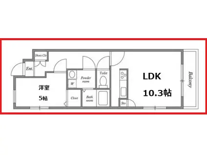 グランパセオ舎人(1LDK/5階)の間取り写真