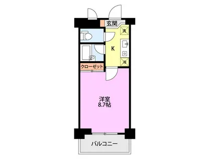 ワンノール米山A(1K/2階)の間取り写真
