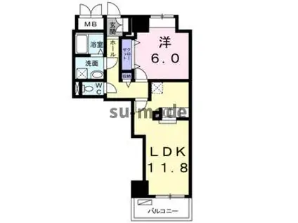 アルンドーインディカ(1LDK/5階)の間取り写真