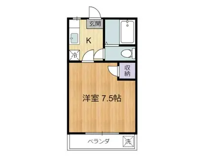 ハイツY(ワンルーム/1階)の間取り写真