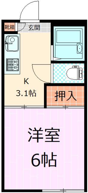 フレグランスカツマタ(1K/1階)の間取り写真