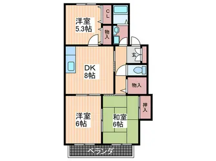 せせらファミリア(3DK/2階)の間取り写真