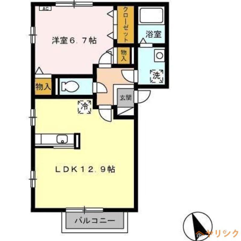 ルミエール清洲B(1LDK/2階)の間取り写真