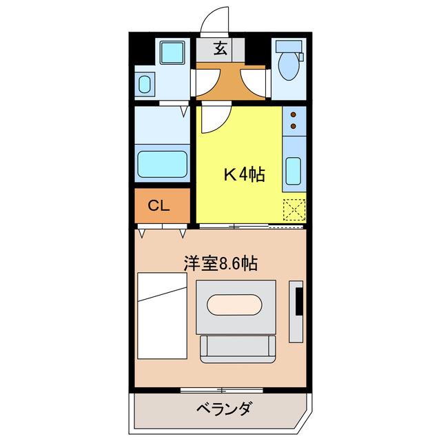 鴨江レジデンス(1K/1階)の間取り写真
