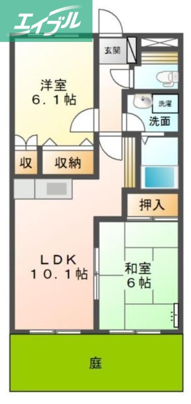 プロニティオオフク弐番館(2LDK/1階)の間取り写真