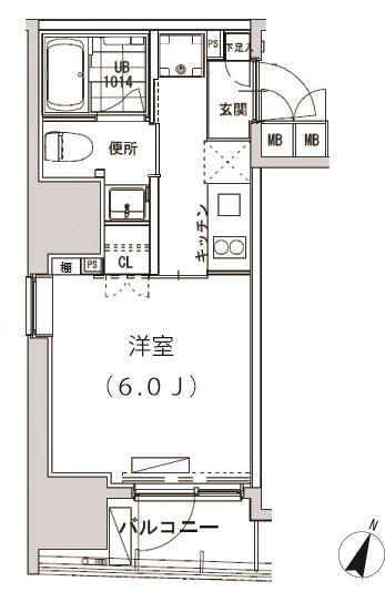 グランディオール広尾テラス(1K/7階)の間取り写真