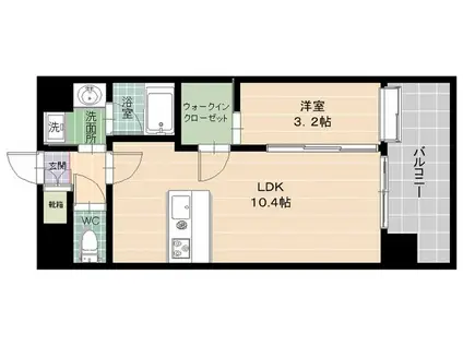 エソラ西新(1LDK/5階)の間取り写真