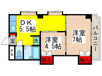 コスモビル(2DK/6階)の間取り写真