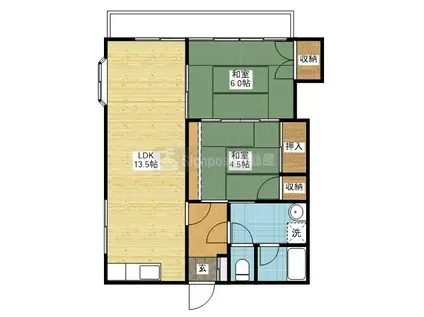 丸山ハイツ(2LDK/1階)の間取り写真