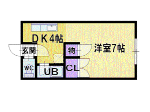コーポ三信(1DK/2階)の間取り写真
