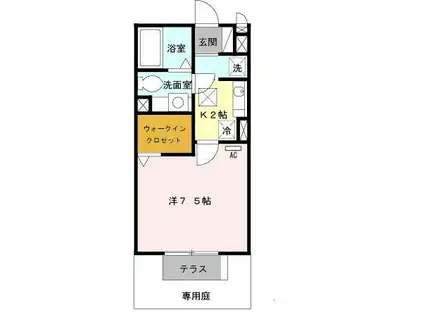 リバーハイツ(1K/2階)の間取り写真