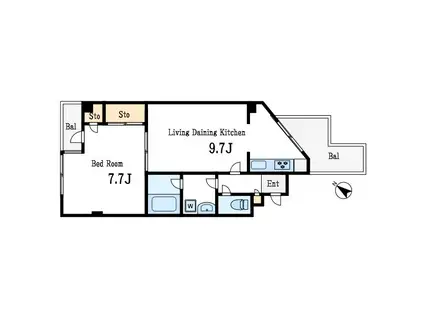 アーバンコア(1LDK/5階)の間取り写真