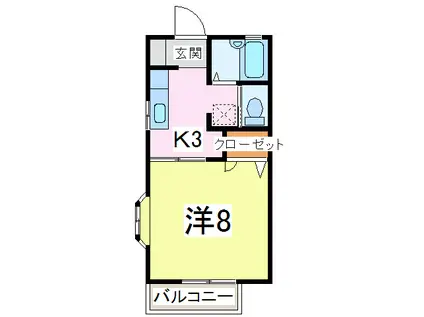 ベルメゾン藤II(1K/2階)の間取り写真