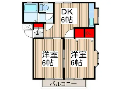 プチメゾン春日(2DK/2階)の間取り写真