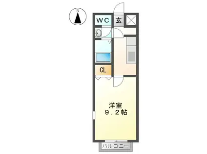 サンフェスタ入会(1K/2階)の間取り写真